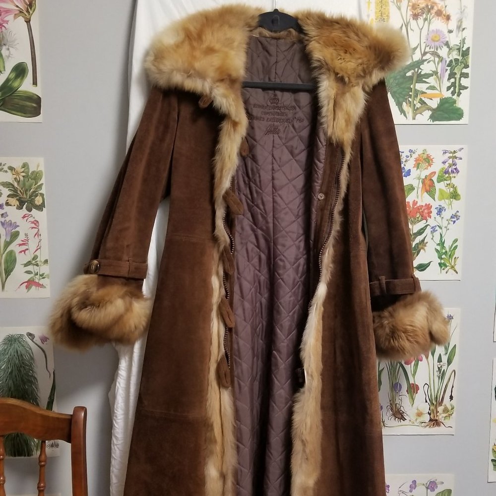Birger Christensen Fur and Suede Coat